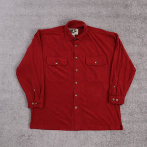 Galyan's Guide Tested Large Solid Red Long Sleeve Full Button Collared Shirt
